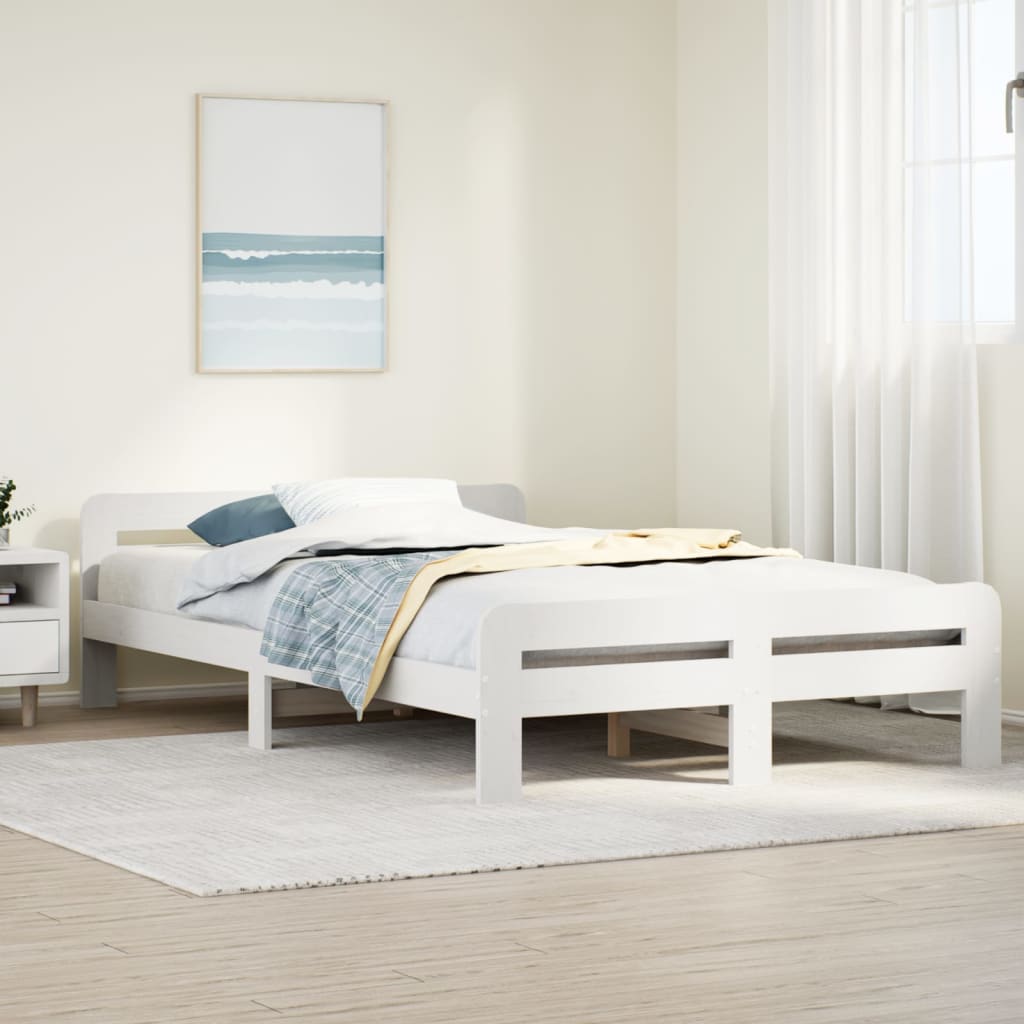 Solid wood bed without mattress white 120x200 cm pinewood