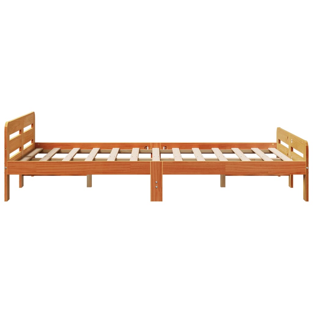 Solid wood bed without mattress wax brown 120x200 cm pinewood