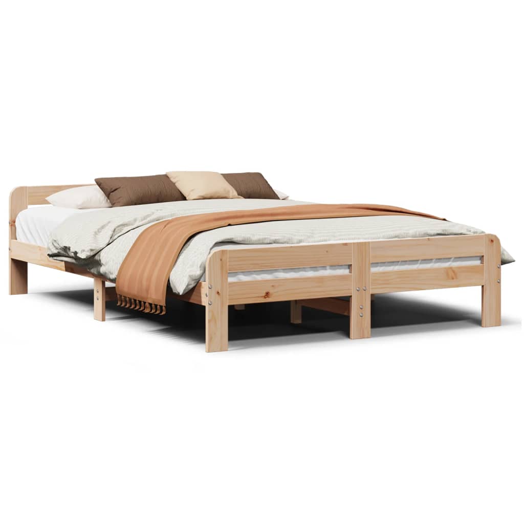 Solid wood bed without mattress 140x190 cm pinewood