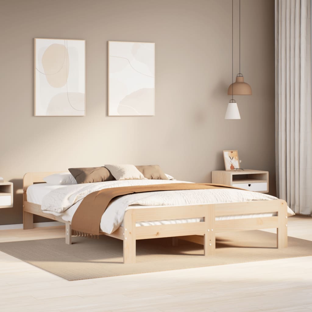 Solid wood bed without mattress 140x190 cm pinewood