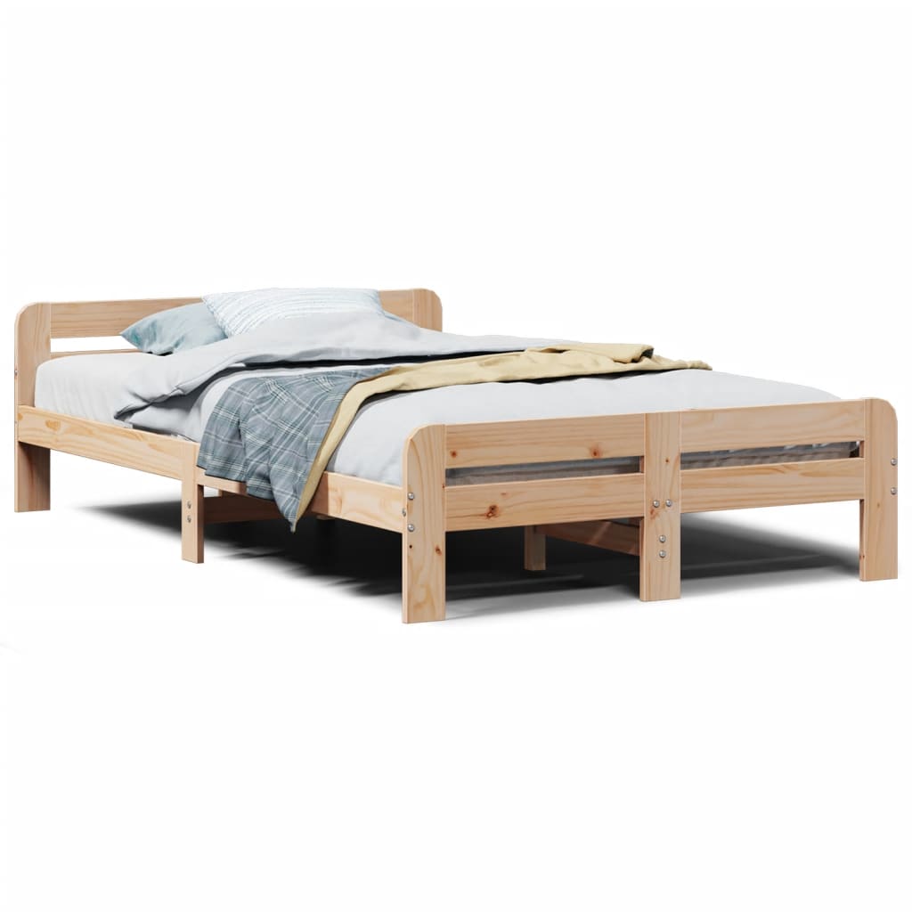 Solid wood bed without mattress 135x190 cm pinewood