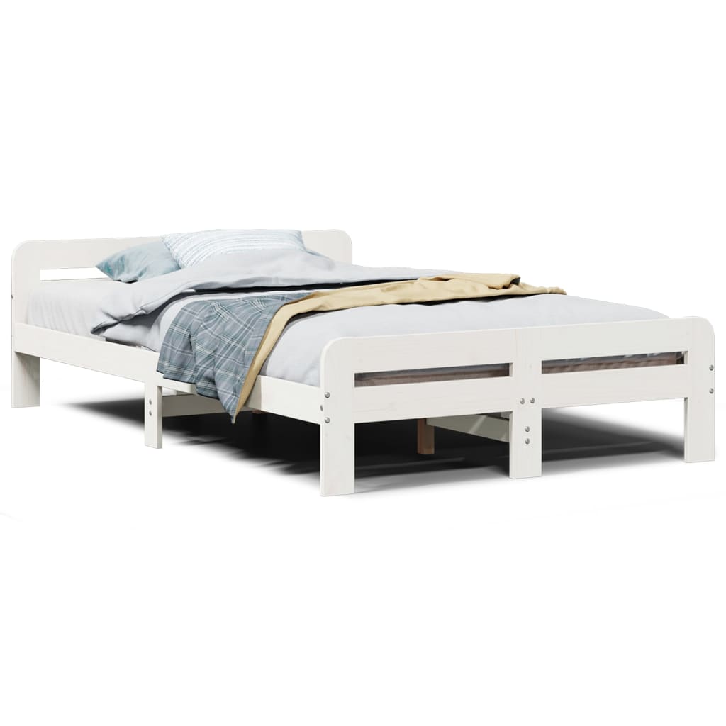 Solid wood bed without mattress white 135x190 cm pinewood