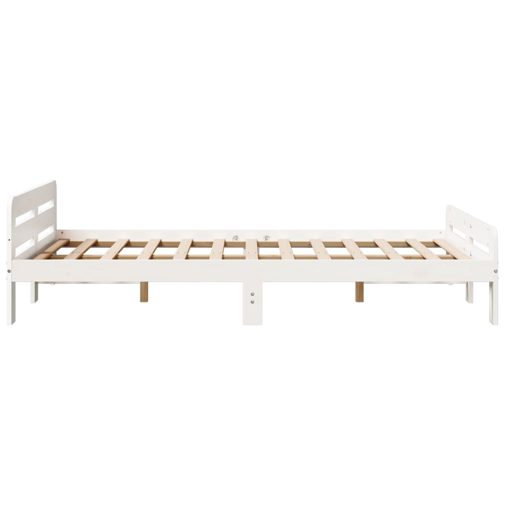 Solid wood bed without mattress white 135x190 cm pinewood