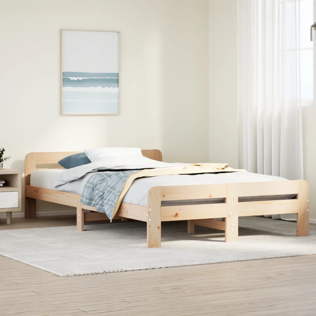 Solid wood bed without mattress 120x190 cm pinewood