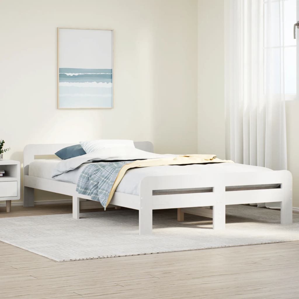 Solid wood bed without mattress white 120x190 cm pinewood