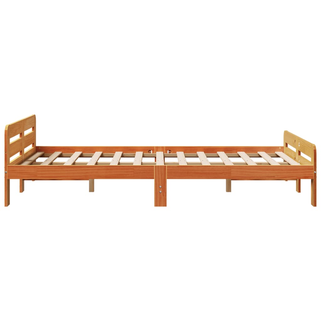 Solid wood bed without mattress wax brown 120x190 cm pinewood