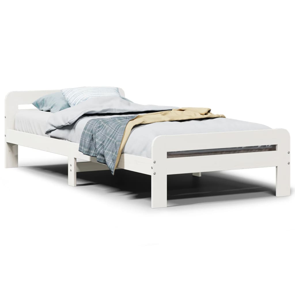 Solid wood bed without mattress white 90x190 cm pinewood