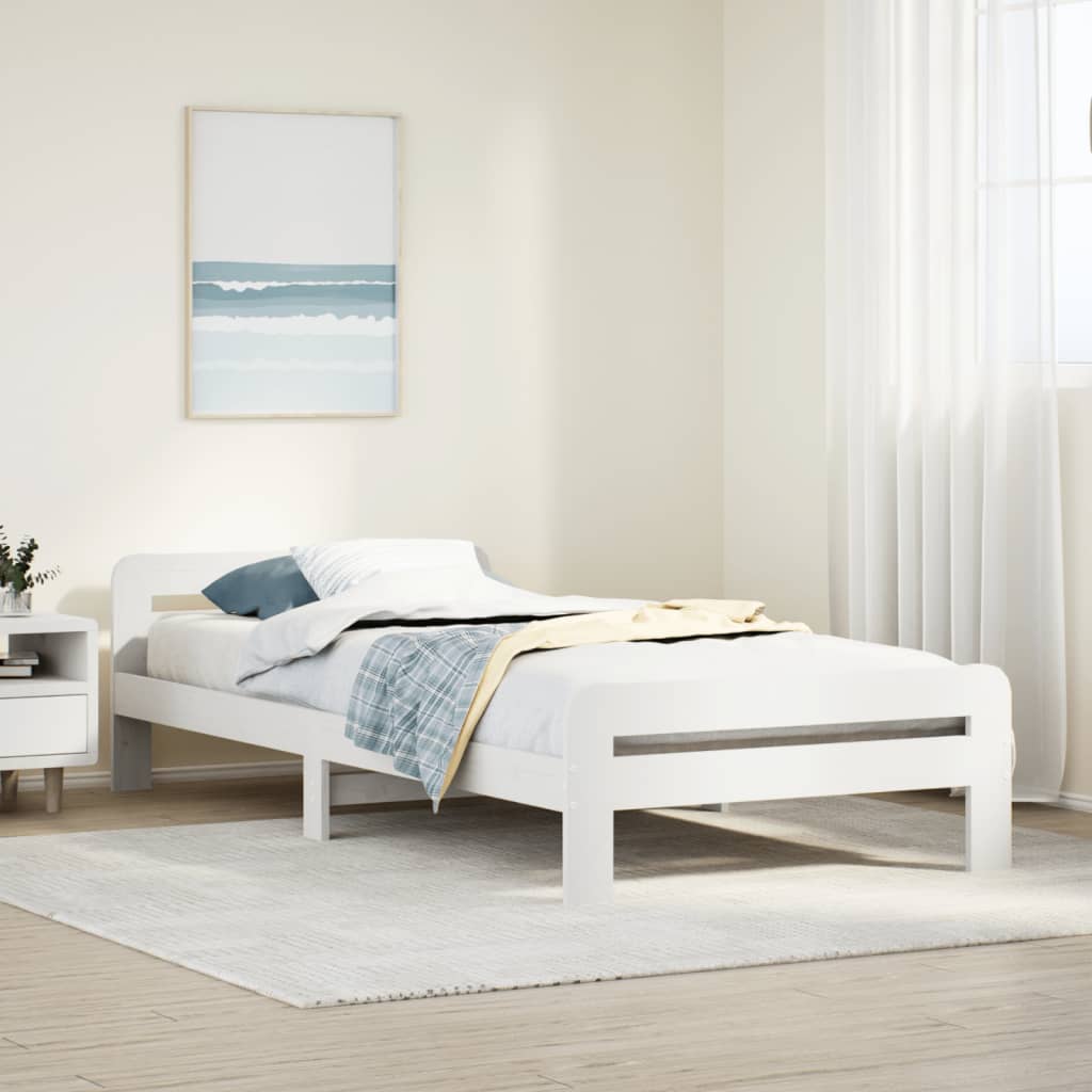 Solid wood bed without mattress white 90x190 cm pinewood