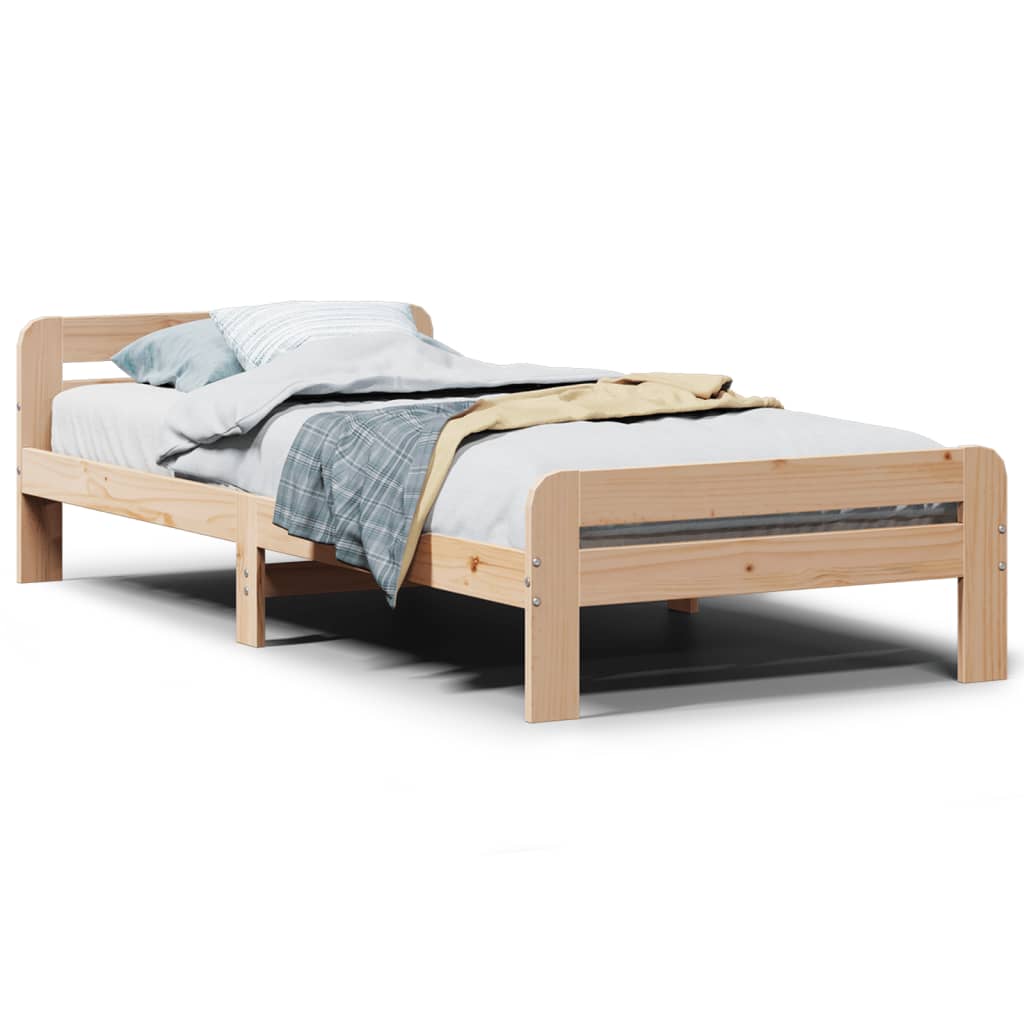 Solid wood bed without mattress 75x190 cm pinewood