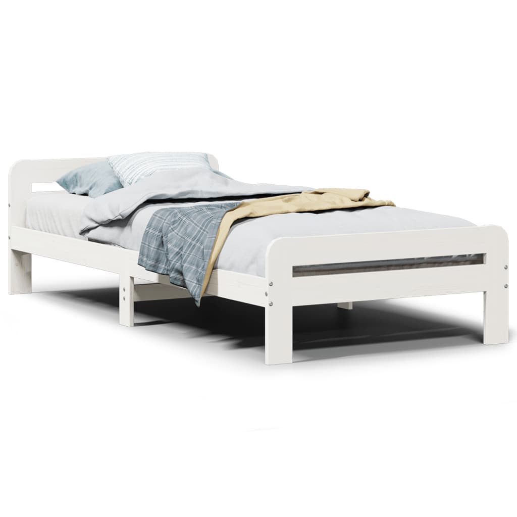 Solid wood bed without mattress white 75x190 cm pinewood