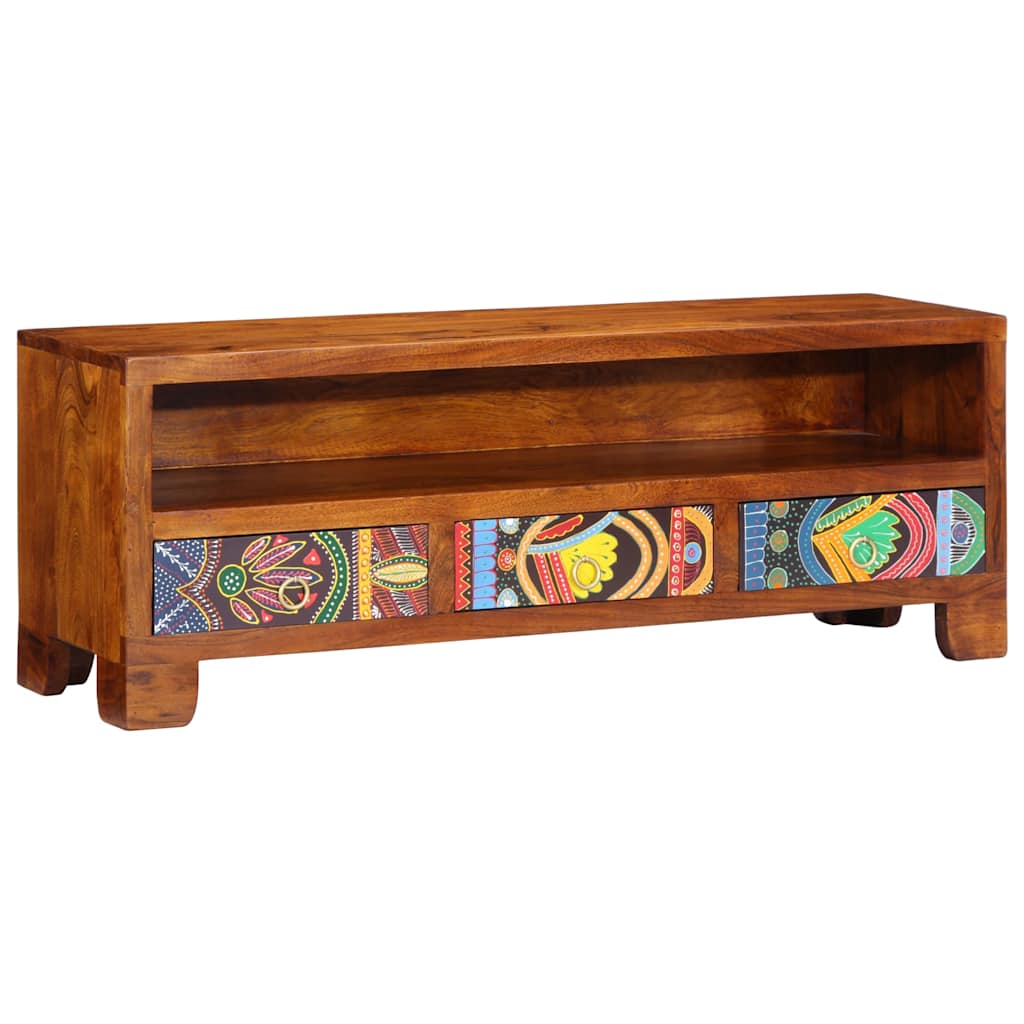 TV Cabinet Multicoloured 110x30x40 cm Solid Acacia Wood