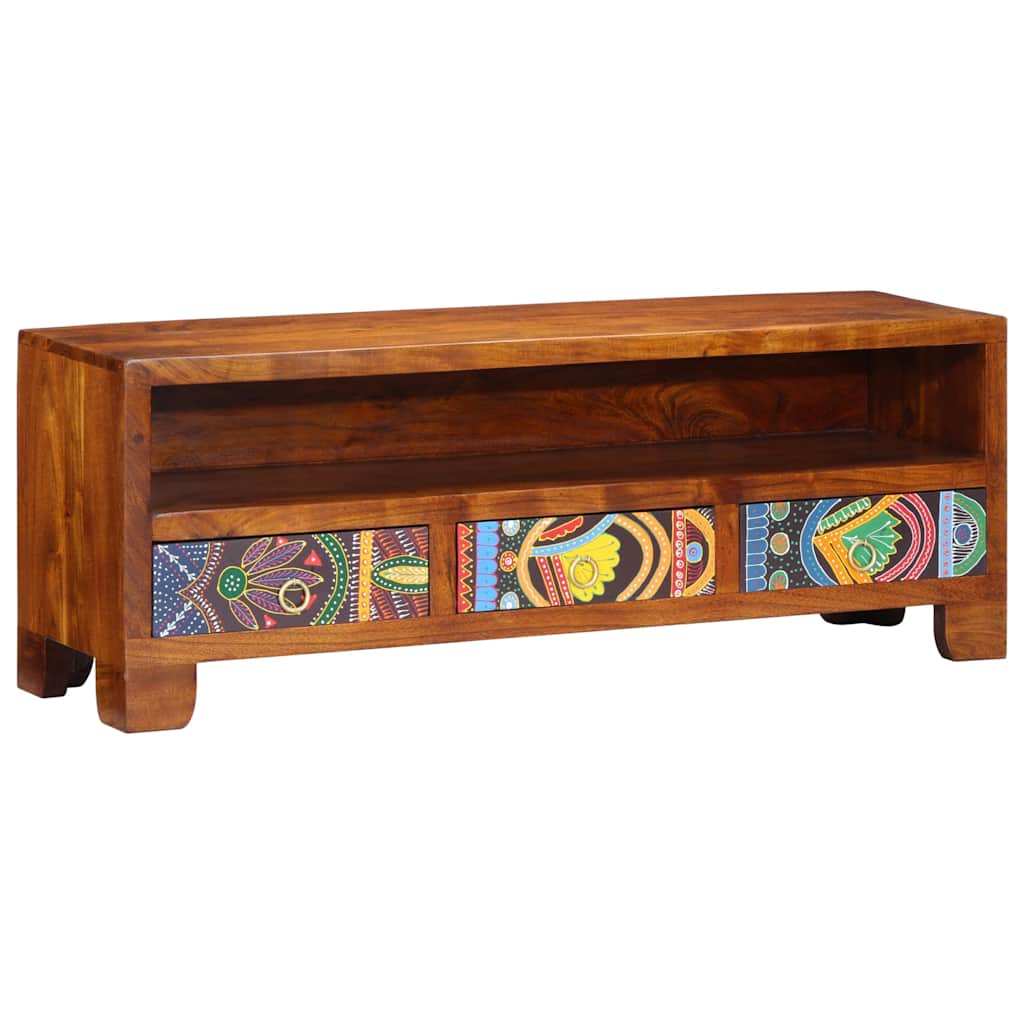 TV Cabinet Multicoloured 110x30x40 cm Solid Acacia Wood