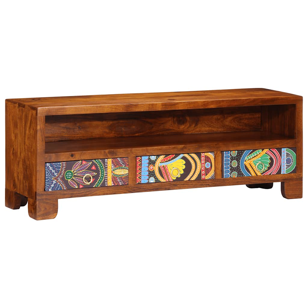 TV Cabinet Multicoloured 110x30x40 cm Solid Acacia Wood