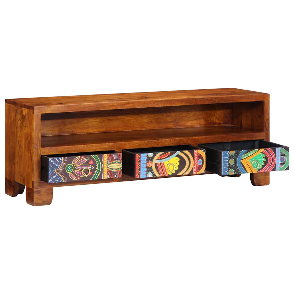 TV Cabinet Multicoloured 110x30x40 cm Solid Acacia Wood