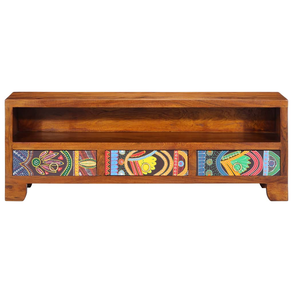 TV Cabinet Multicoloured 110x30x40 cm Solid Acacia Wood