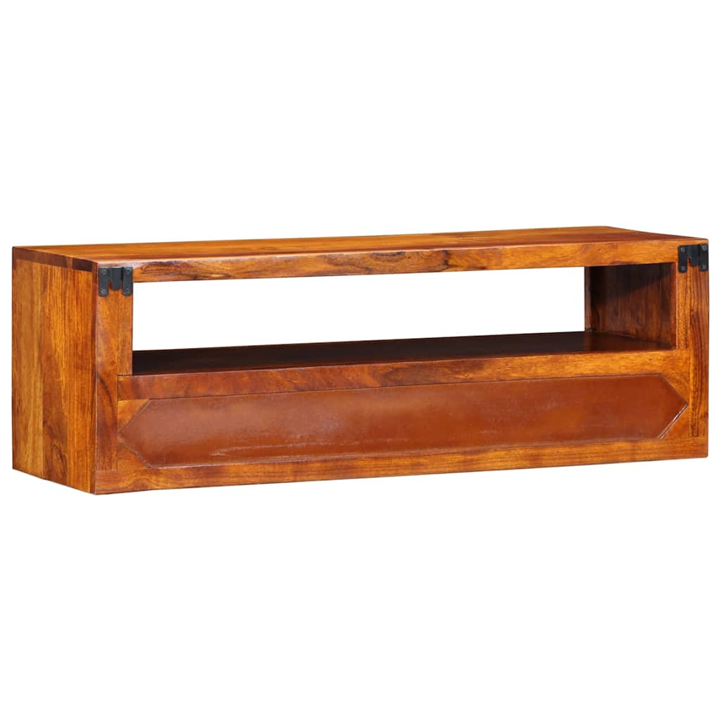 TV Wall Cabinet Multicoloured 90x30x30 cm Solid Wood Acacia