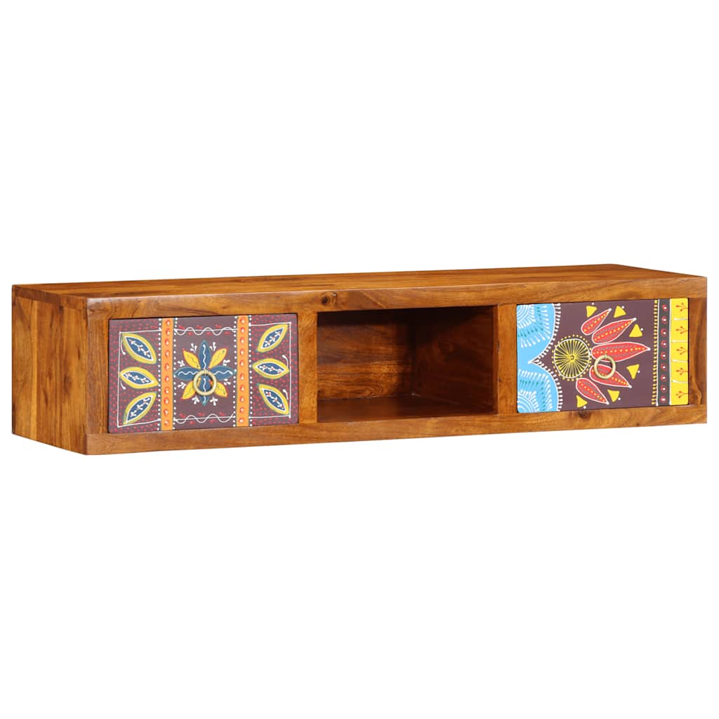 TV Wall Cabinet Multicoloured 100x30x22 cm Solid Wood Acacia