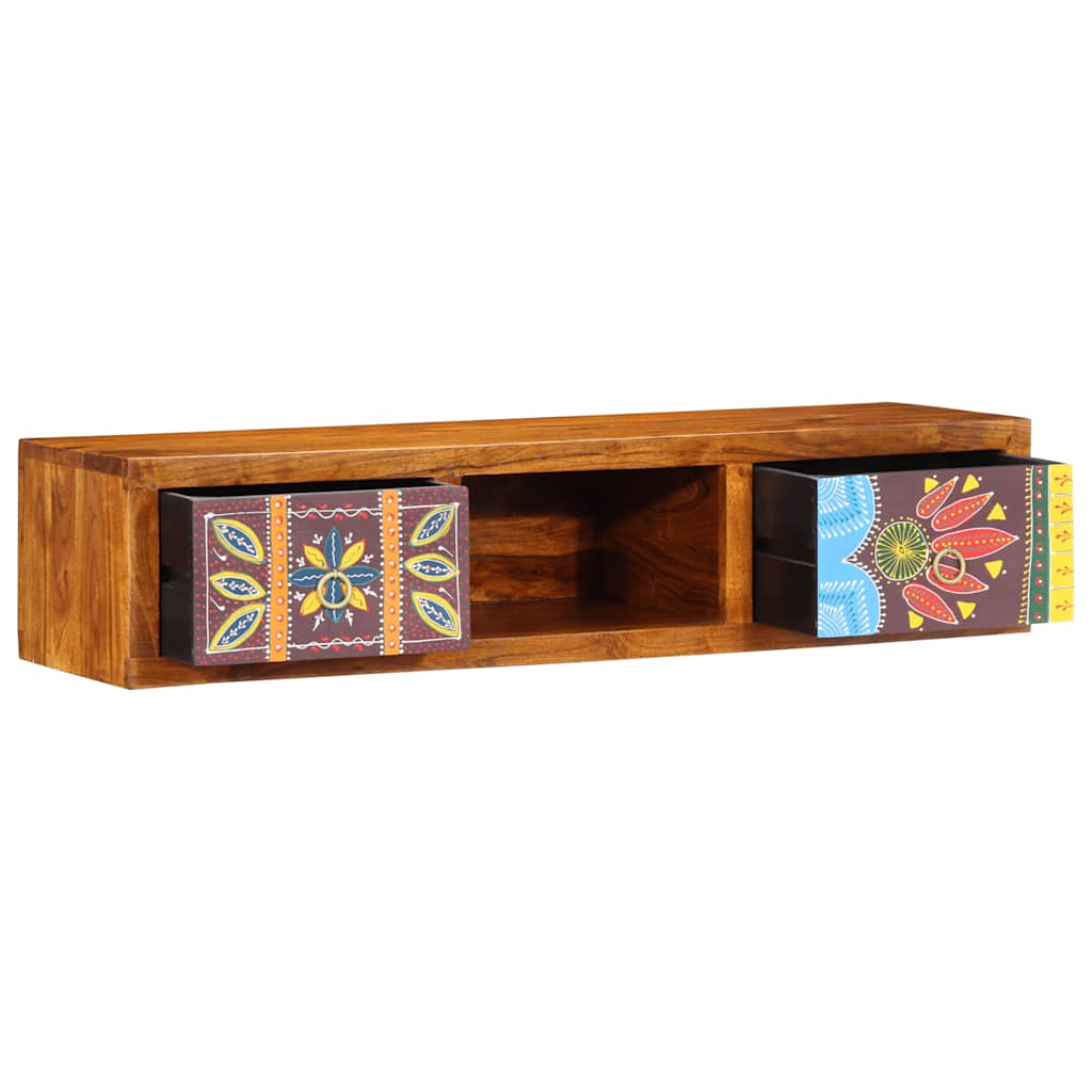 TV Wall Cabinet Multicoloured 100x30x22 cm Solid Wood Acacia