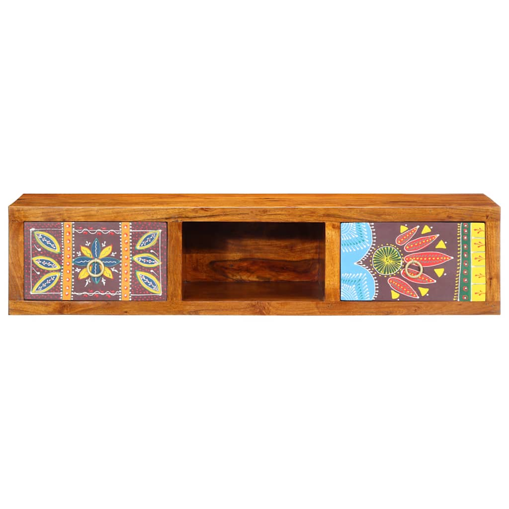 TV Wall Cabinet Multicoloured 100x30x22 cm Solid Wood Acacia