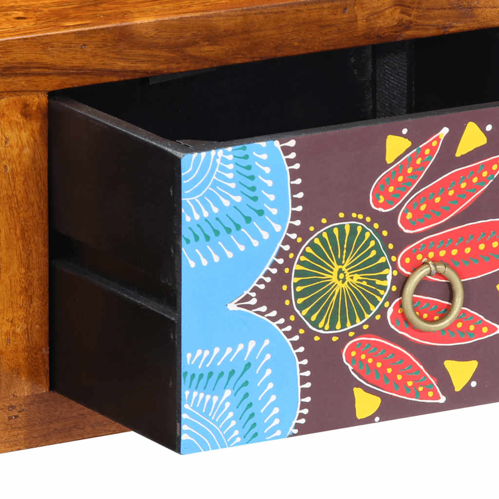 TV Wall Cabinet Multicoloured 100x30x22 cm Solid Wood Acacia