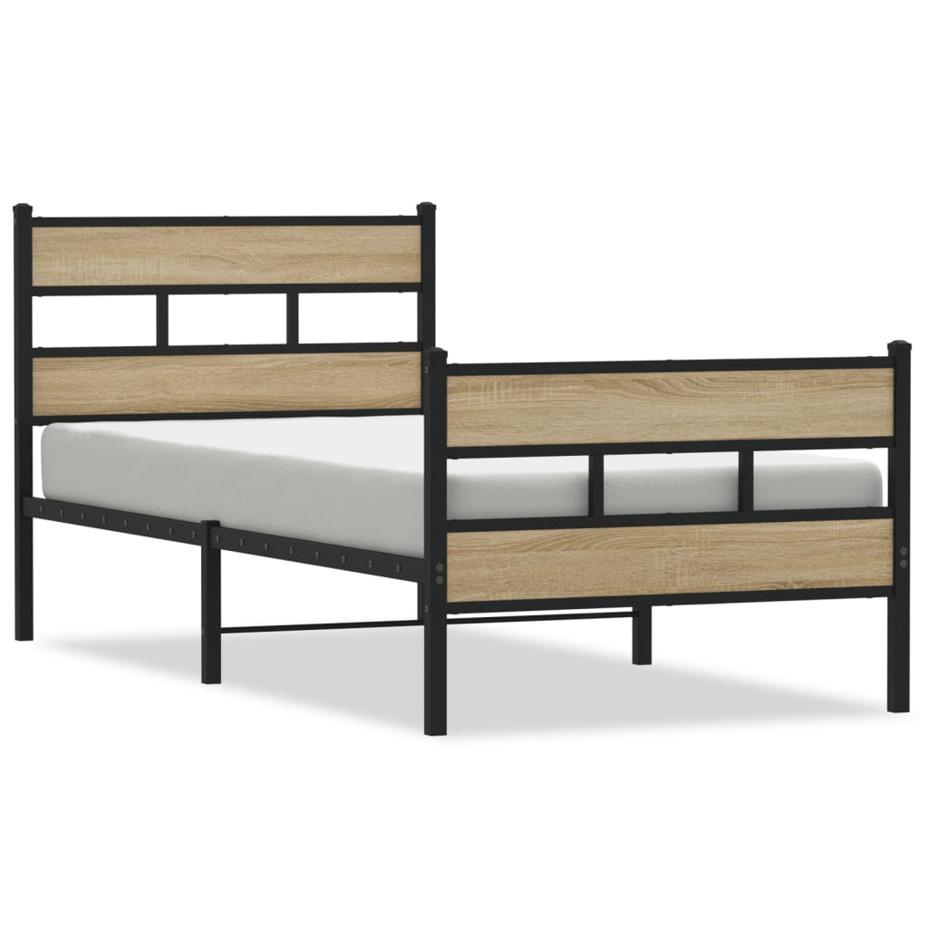 Metal bed without mattress Sonoma oak 100x200 cm