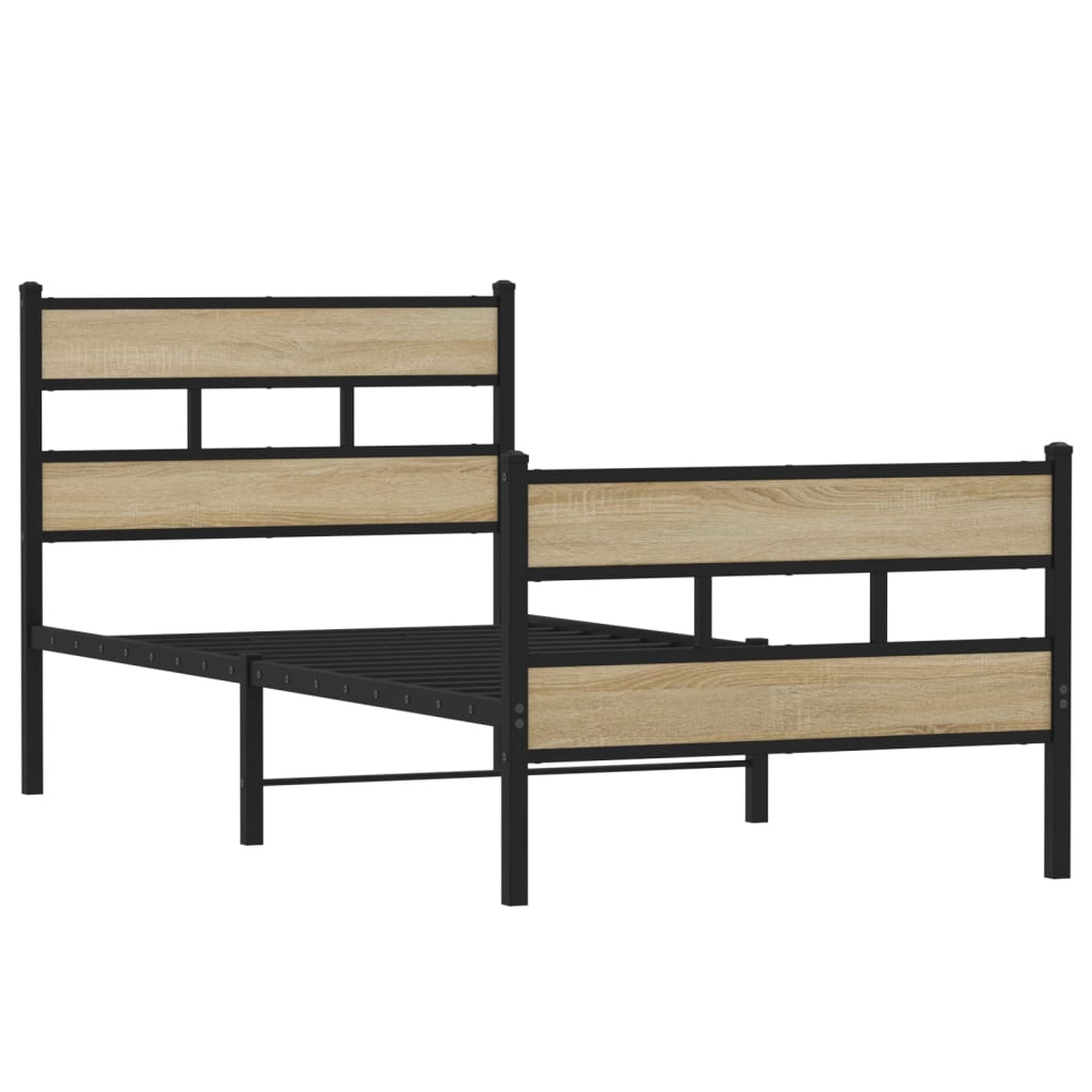 Metal bed without mattress Sonoma oak 100x200 cm