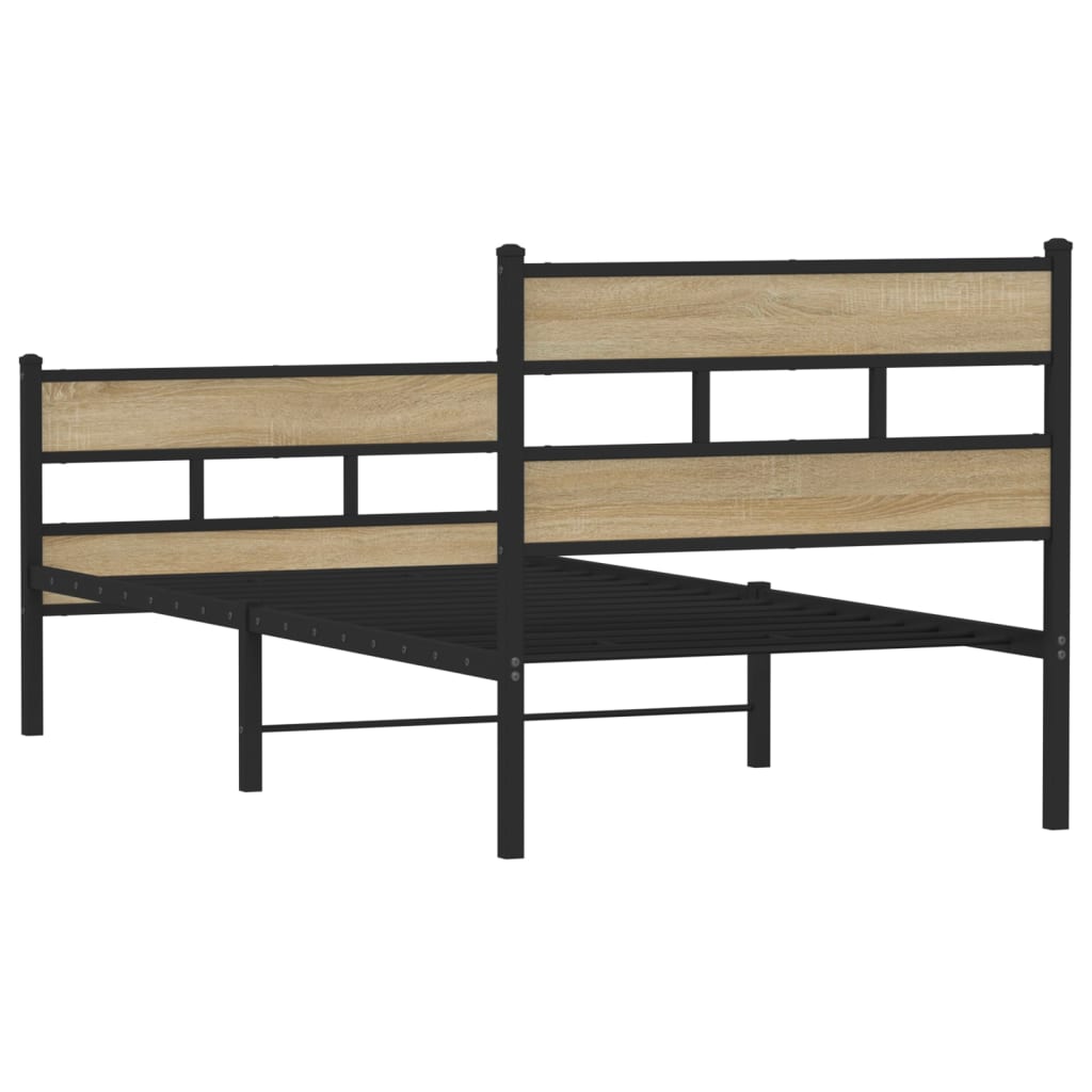 Metal bed without mattress Sonoma oak 100x200 cm