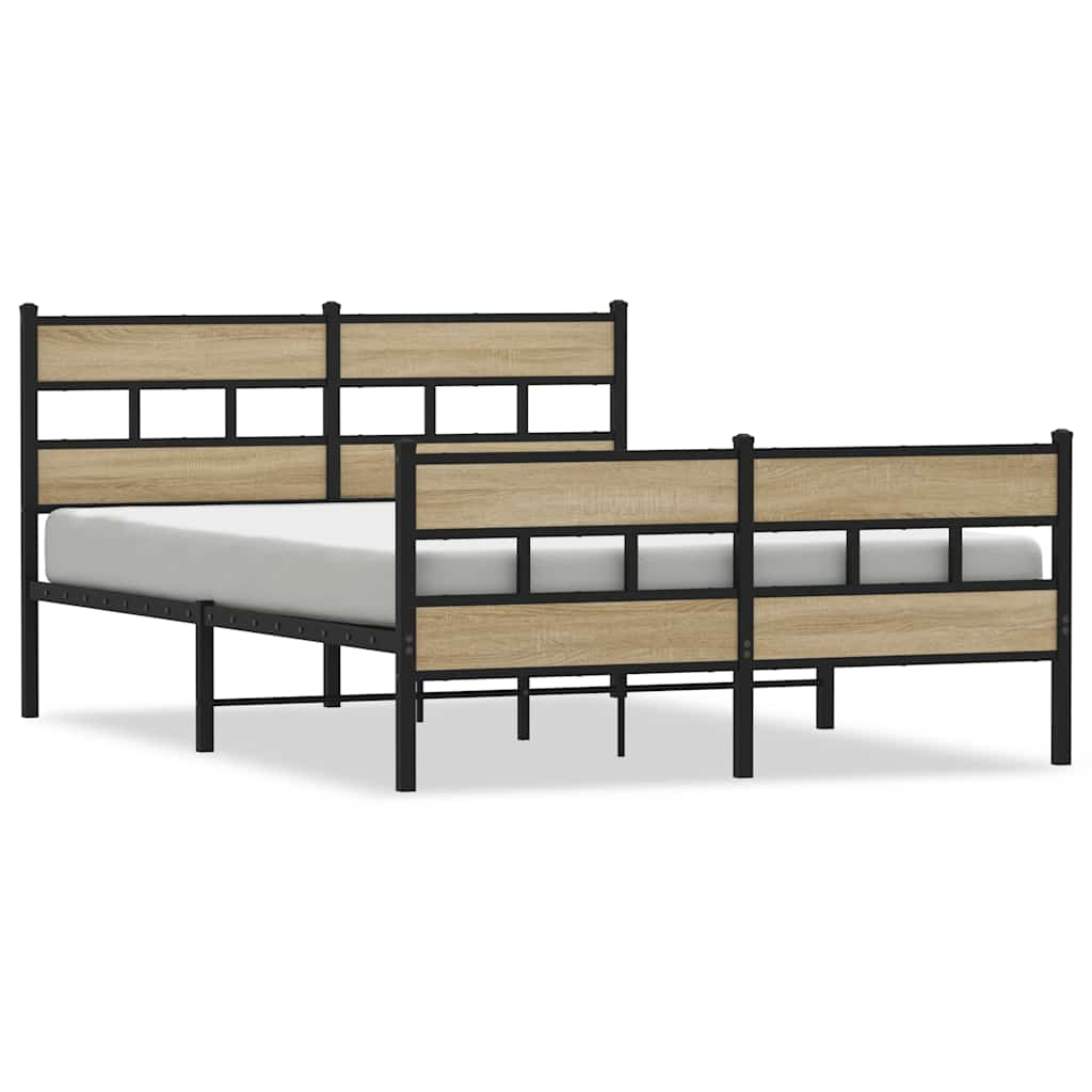 Metal bed without mattress Sonoma oak 140x190 cm