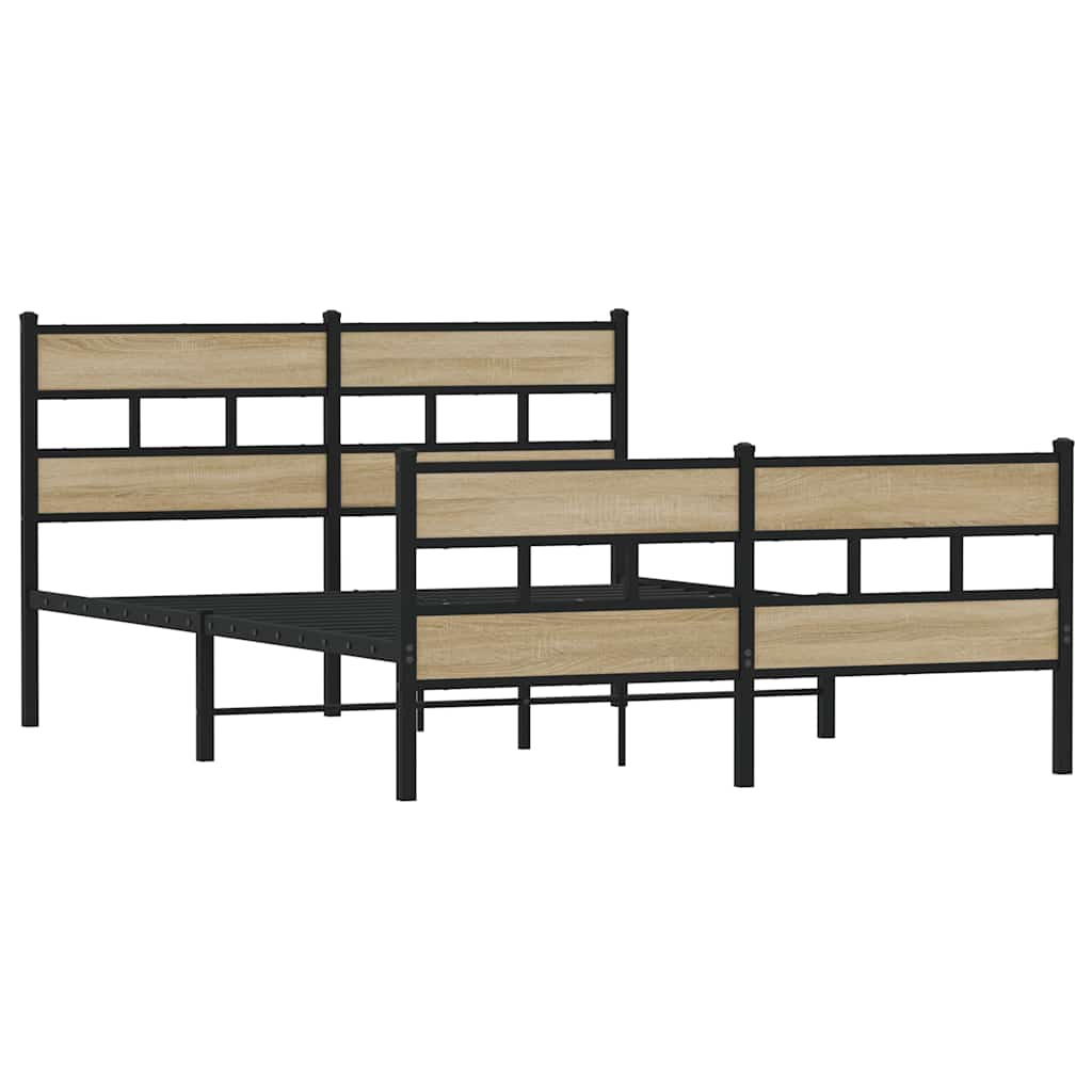 Metal bed without mattress Sonoma oak 140x190 cm