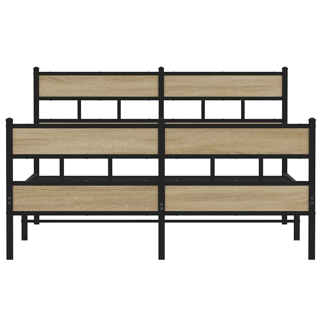 Metal bed without mattress Sonoma oak 140x190 cm