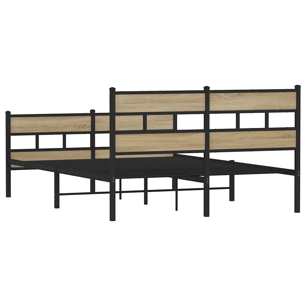 Metal bed without mattress Sonoma oak 140x190 cm