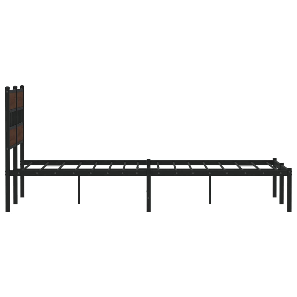 Bed frame without mattress with headboard brown oak 140x200 cm