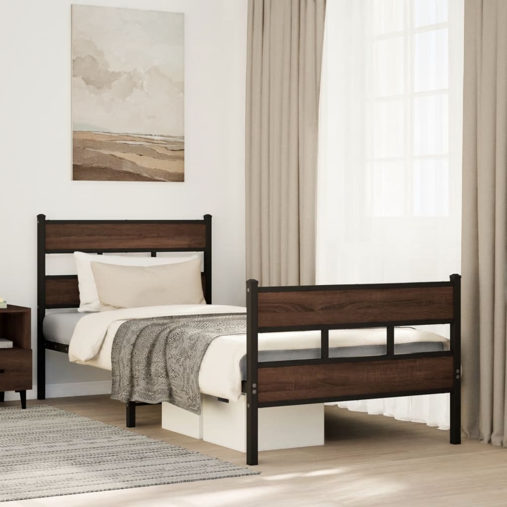 Bed frame without mattress with head and foot section 90x200 cm