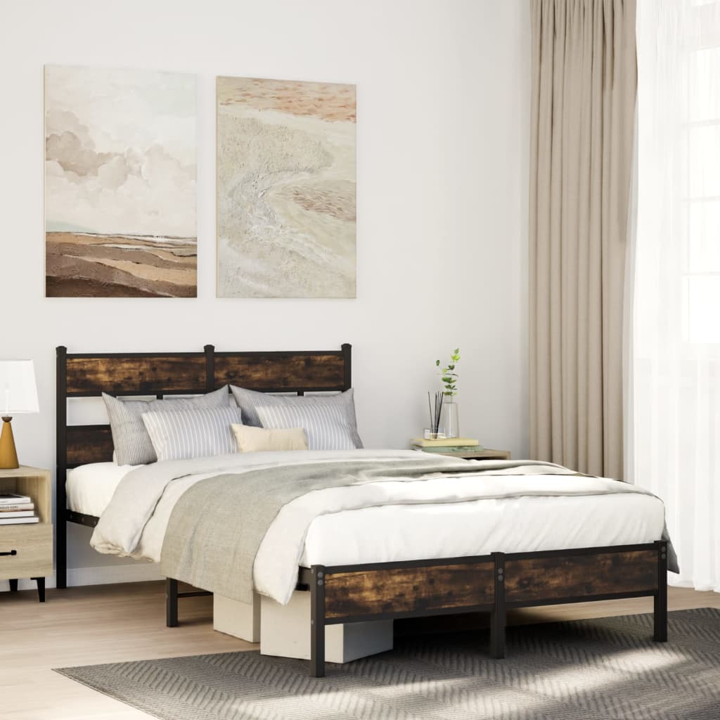 Bed frame without mattress with headboard Sonoma oak 120x200 cm