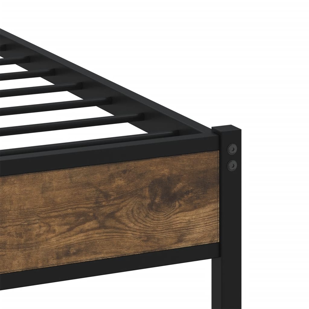 Bed frame without mattress with headboard smoked oak 160x200 cm