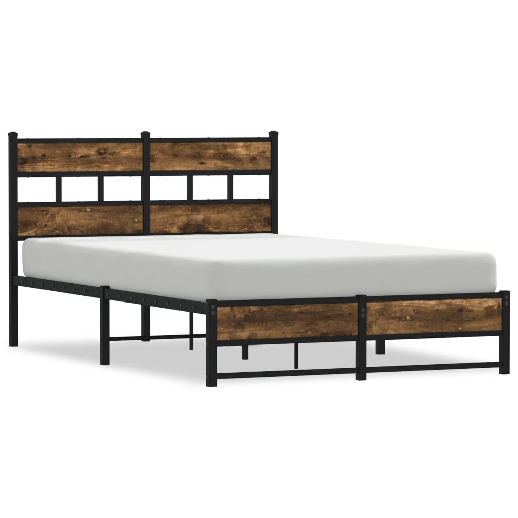 Metal bed without mattress smoked oak 120x190 cm