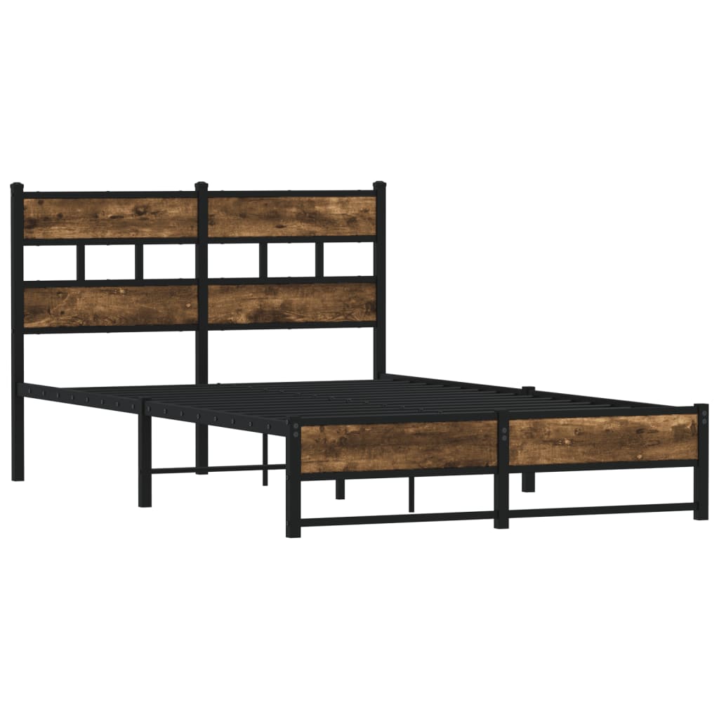 Metal bed without mattress smoked oak 120x190 cm