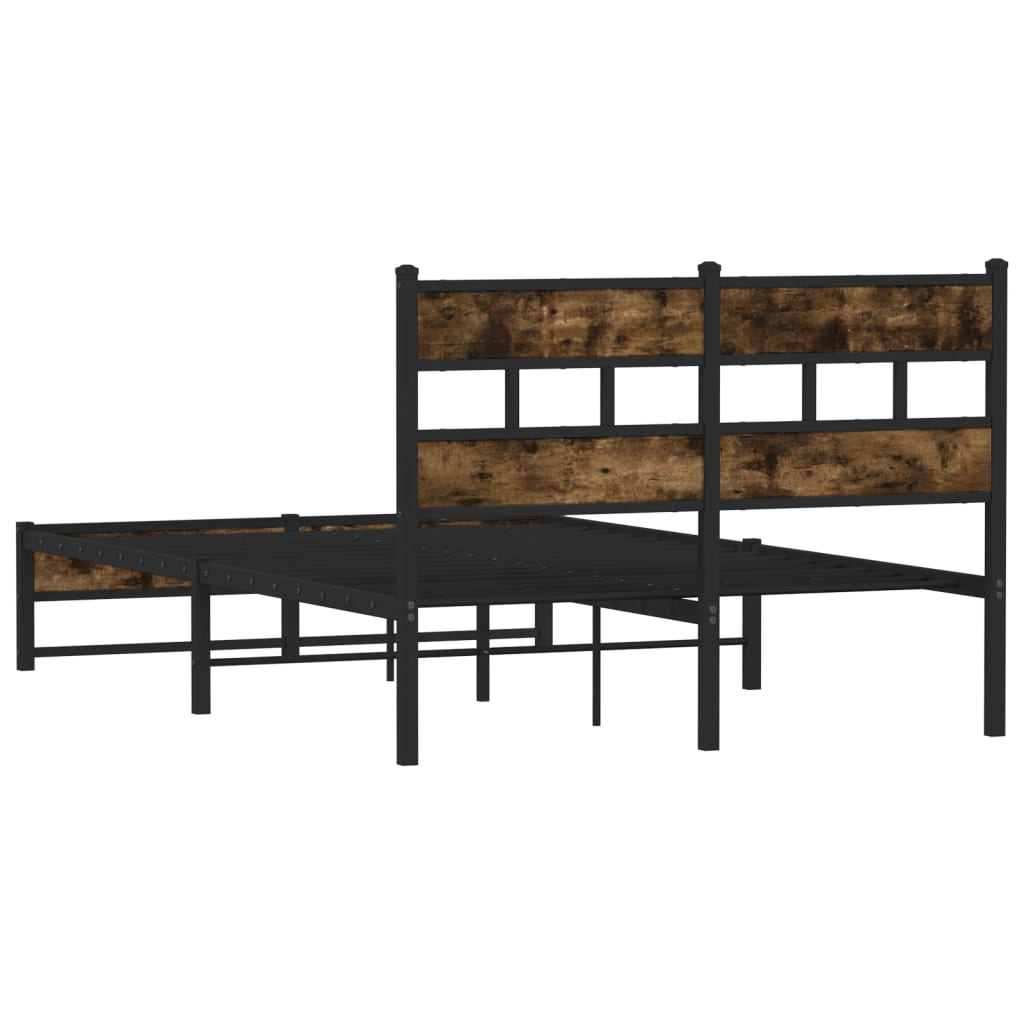 Metal bed without mattress smoked oak 120x190 cm