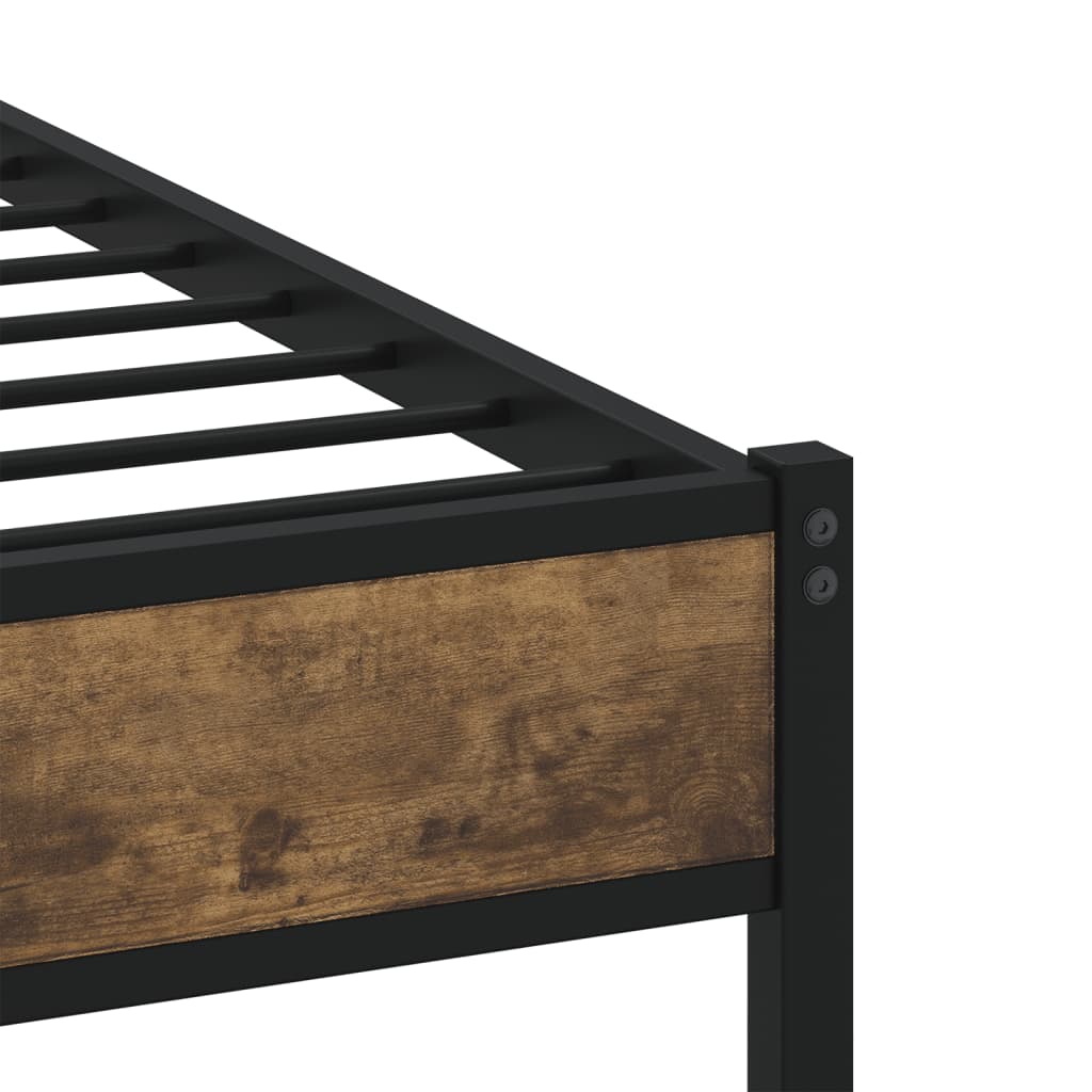 Metal bed without mattress smoked oak 150x200 cm