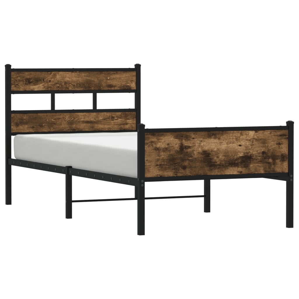 Bed frame without mattress smoked oak 75x190 cm wood material