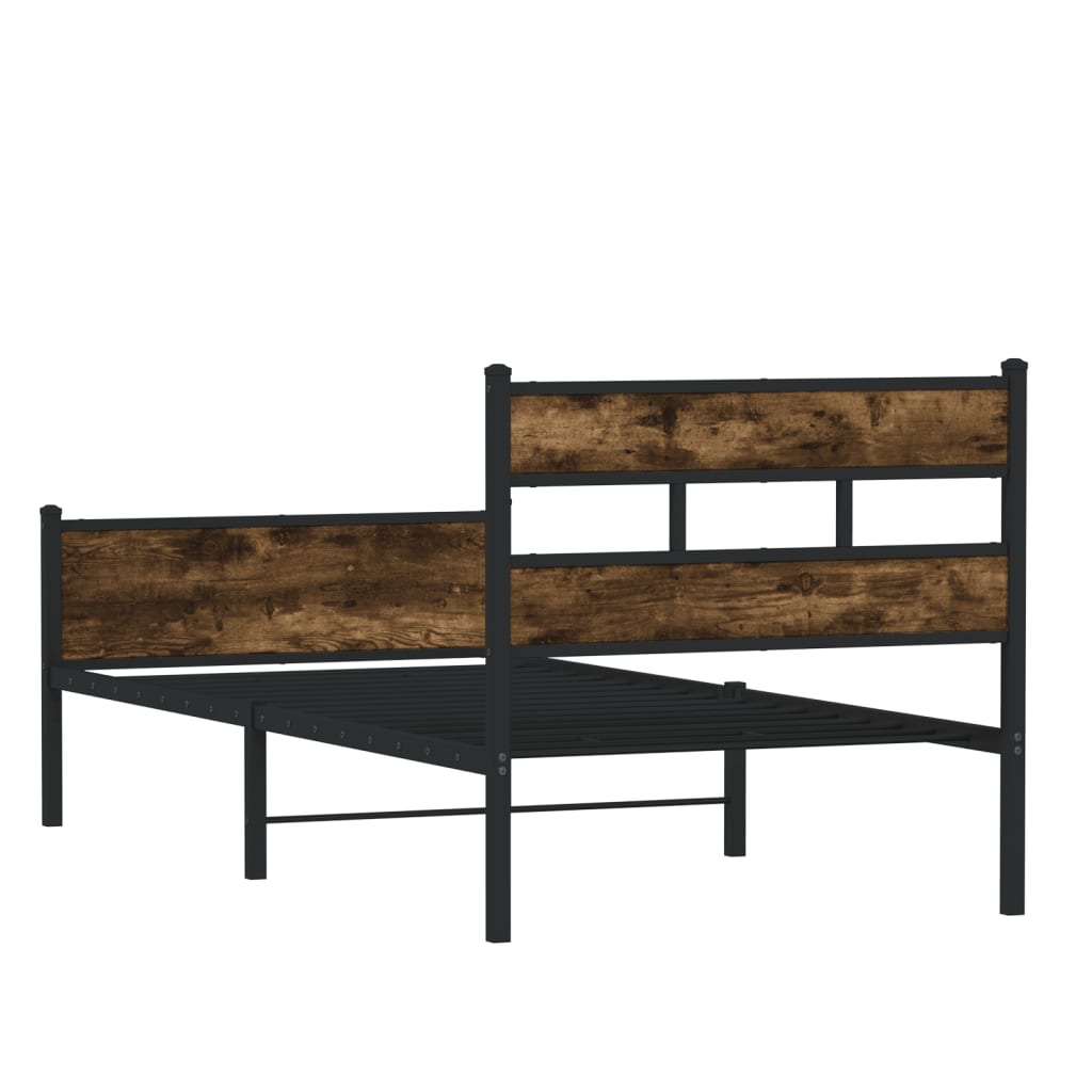 Bed frame without mattress smoked oak 75x190 cm wood material