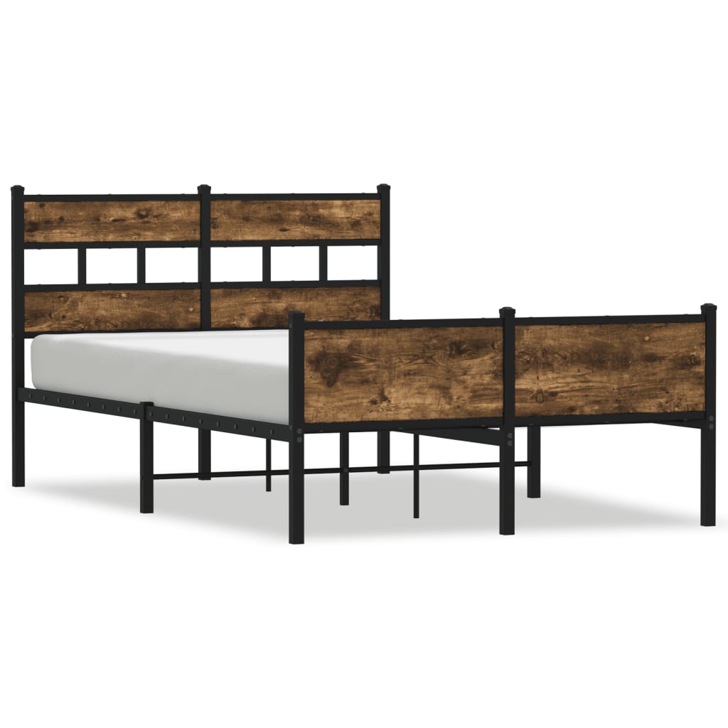 Bed frame without mattress smoked oak 120x200 cm wood material