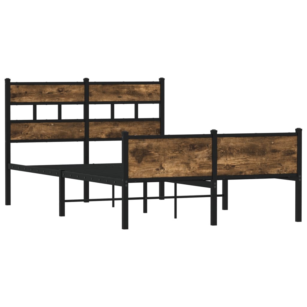 Bed frame without mattress smoked oak 120x200 cm wood material