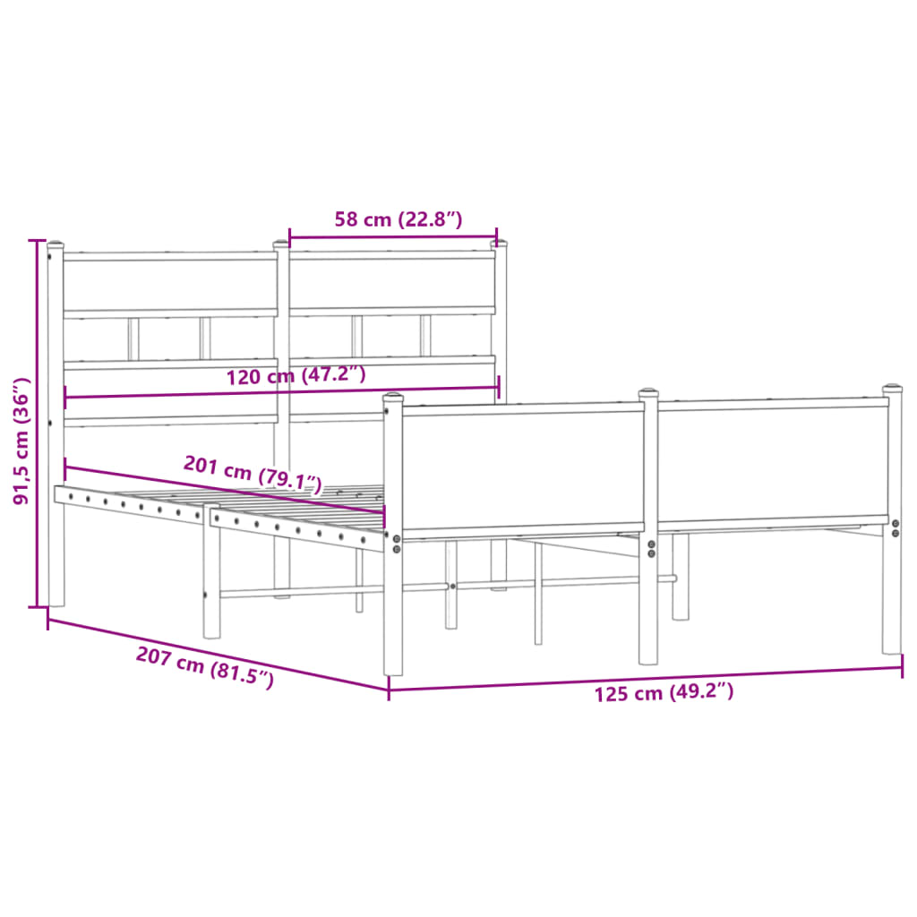 Bettgestell ohne Matratze Räuchereiche 120x200 cm Holzwerkstoff