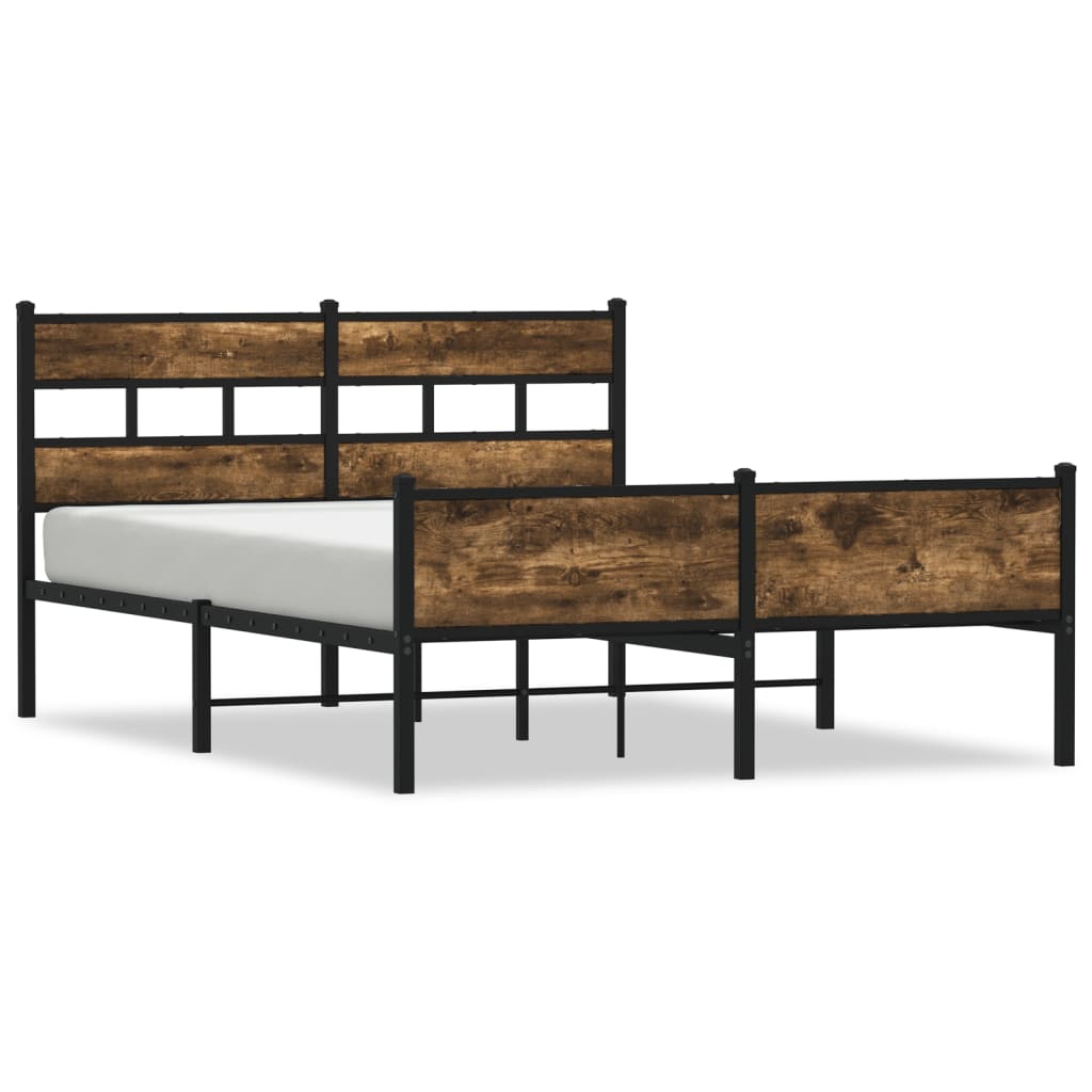 Bed frame without mattress smoked oak 140x190 cm wood material