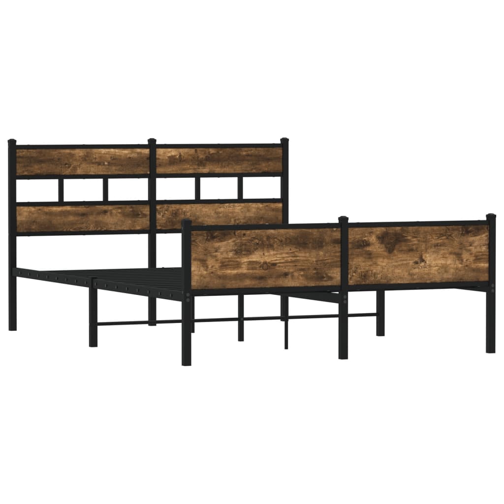 Bed frame without mattress smoked oak 140x190 cm wood material