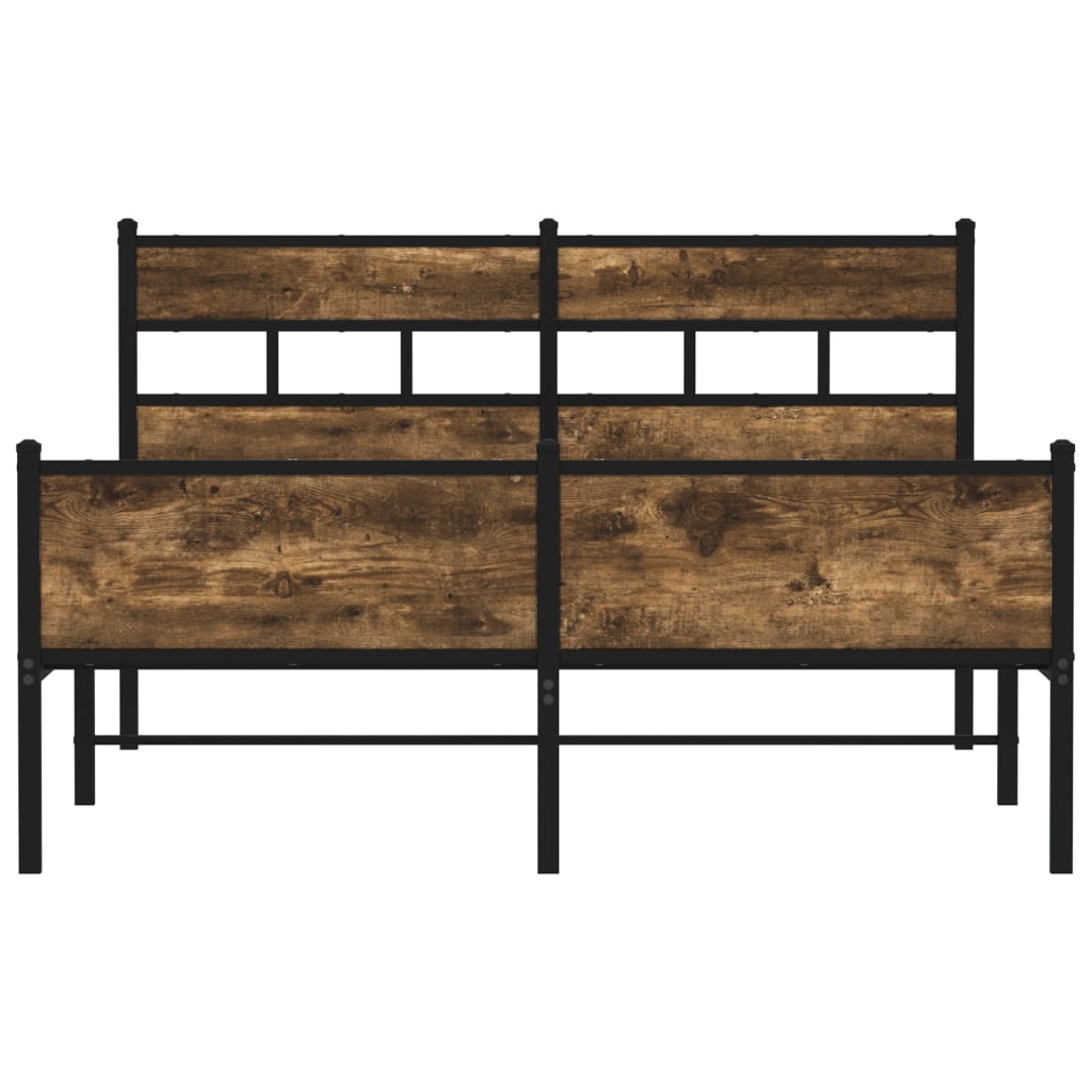 Bed frame without mattress smoked oak 140x190 cm wood material