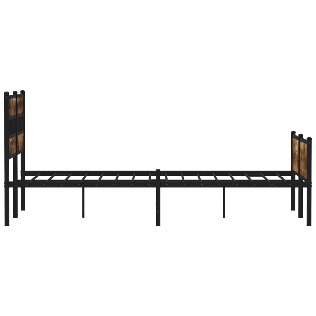 Bed frame without mattress smoked oak 140x190 cm wood material