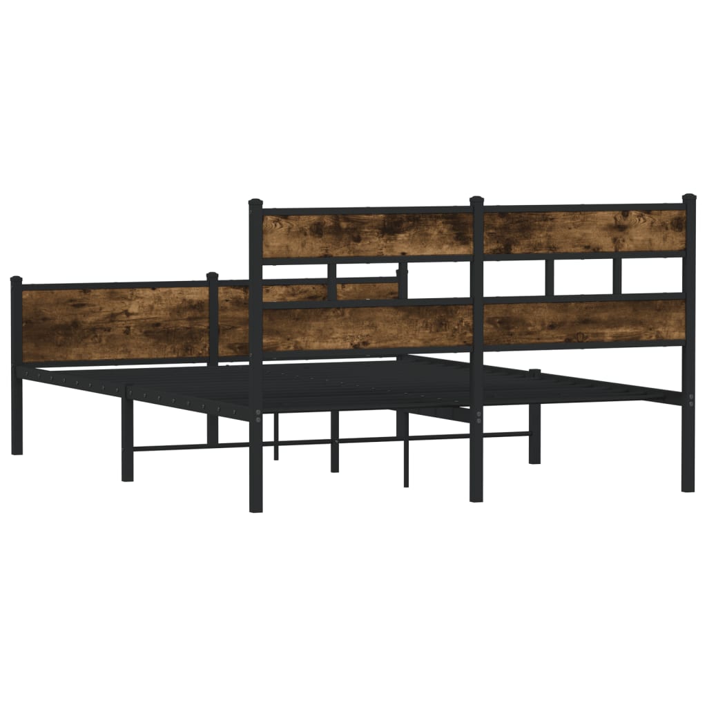 Bed frame without mattress smoked oak 140x190 cm wood material