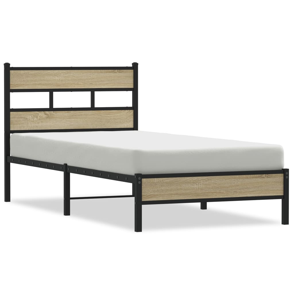 Bed frame without mattress Sonoma oak 75x190 cm wood material